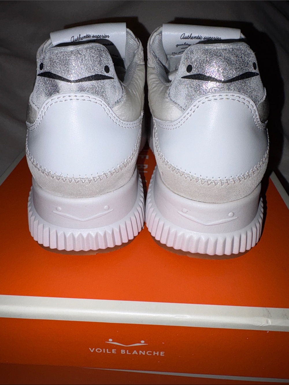 NWT VOILE BLANCHE Lana Fresh Metallic Sneaker in Ice-White - Picture 12 of 16